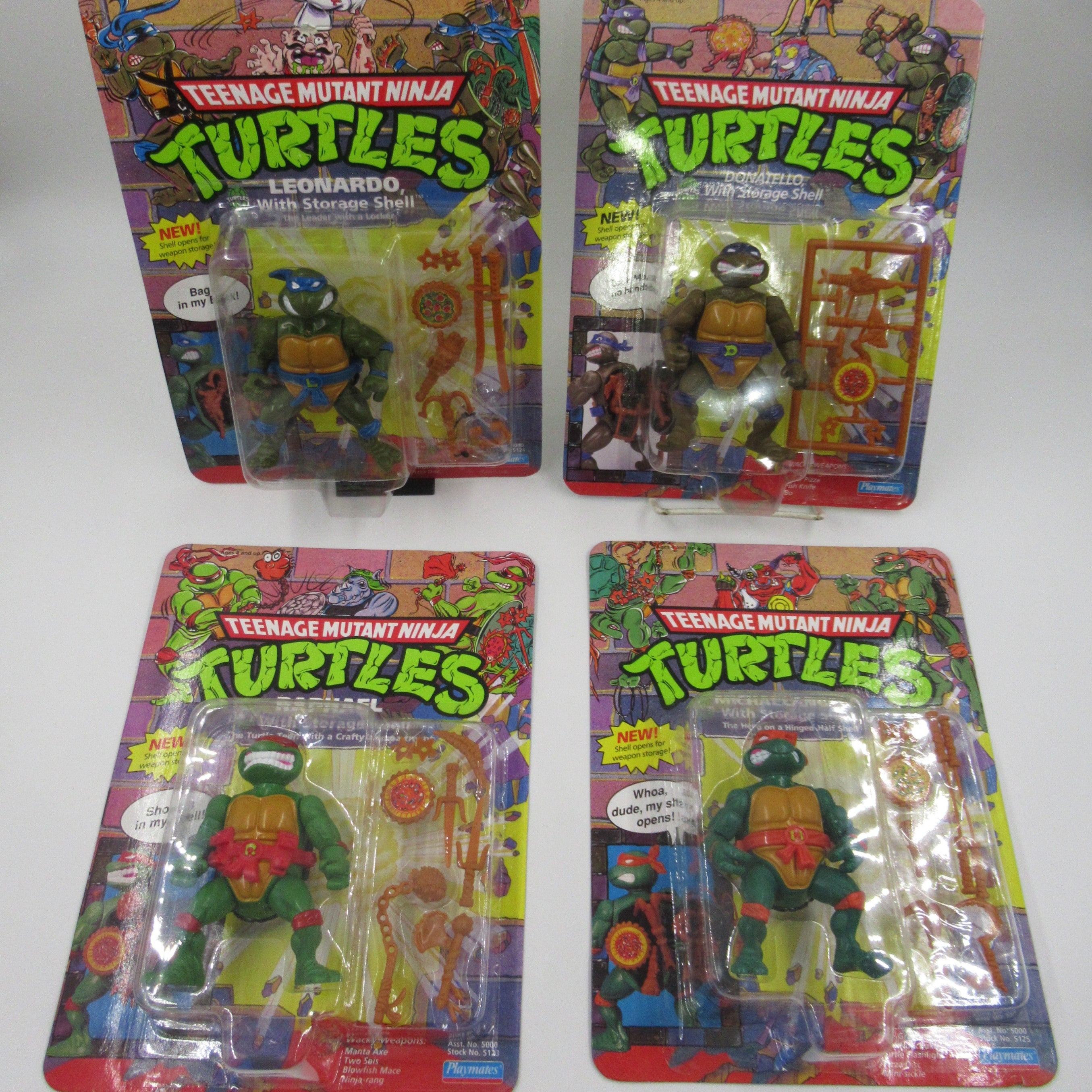 Teenage Mutant Ninja Turtles Storage Shell TMNTs Action Figure Set of 4 - Playmates (1991)